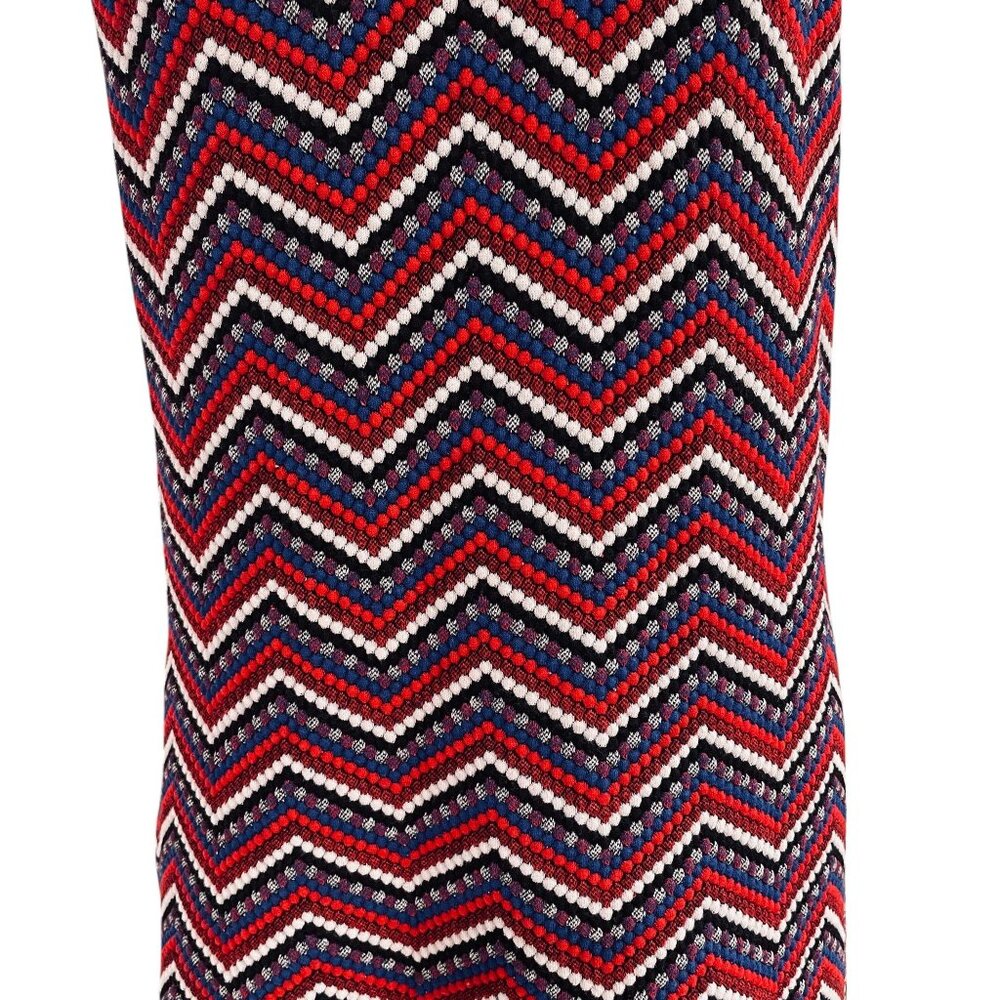 Retro Knit Chevron Mini Dress Red Navy White Short Sleeve Large Mod Modcloth - Picture 8 of 12